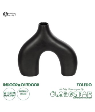 GloboStar® Artificial Garden TOLEDO 21249 Διακοσμητικό Κεραμικό Βάζo Μαύρο Π27 x Μ6 x Υ24 cm
